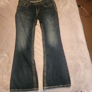 Silver Jeans Dark Blue Flared Women's Jeans with Contrast Stitching